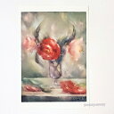 「愛を知る花」 Yumi Kohnoura作 オリジナル・ポストカード 絵はがき 葉書 絵画 花 椿 静物画 【ネコポス対応】