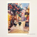 「クマのスーベニアショップ」 Yumi Kohnoura作 オリジナル・ポストカード 絵はがき 葉書 絵画 クマ テディベア お土産屋さん 花 ギリシャ 風景【...