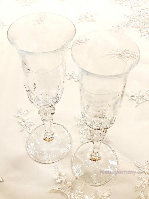 チェコ製　ペア　シャンパングラス　ボヘミアグラス　高級クリスタルガラス　カット　クリスタルグラス　2客セット　フルール　バッカス