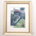 絵画 「クマのリーディングタイム」 水彩/パステル 原画 静物画 風景画 お部屋に飾る絵 アンティーク ホワイト×シルバー フレーム ヨーロピアンインテリア 額...