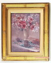 絵画 「フローラの目覚め」 油彩画 油絵 原画 静物画 お部屋に飾る絵 花の絵画 バラ ストック サクラコマチ F4 インテリア モダンアート ゴールド 金 額...