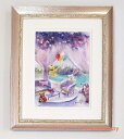 絵画 「クマ達の遊び場」 水彩/パステル 原画 静物画 風景画 お部屋に飾る絵 アンティーク ピンク×シルバー フレーム ヨーロピアンインテリア 額縁 Yumi...