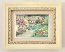 絵画 「クマ達のイングリッシュガーデン」 油彩画 油絵 原画 風景画 SM ヨーロピアンインテリア お部屋に飾る絵 木製 ホワイト 額縁付き Yumi Kohn...