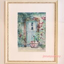 絵画 「野ウサギからの贈り物」 水彩/パステル 原画 F4 風景画 花 アンティーク ホワイト×シルバー フレーム ヨーロピアンインテリア 額縁 Yumi Ko...