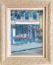 絵画 「ポプラの樹の下で」 油彩画 油絵 原画 風景画 お部屋に飾る絵 イングランド F4 イギリス お店 ヨーロピアンインテリア アンティーク シルバー 額縁...