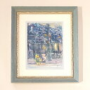 絵画 「Rendezvous in Blue」 水彩/パステル 原画 お部屋に飾る絵 ヨーロピアンインテリア Yumi Kohnoura 神之浦由美 アンティー...