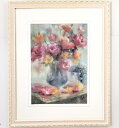絵画 原画 「愛を運ぶ花」 水彩/パステル F4 アンティークピンク 額付き お部屋に飾る絵 Yumi Kohnoura 神之浦由美 トルコキキョウ フリージア...
