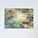 「クマ達の川下り」 Yumi Kohnoura作 オリジナル・ポストカード 絵はがき 葉書 絵画 クマ テディベア 水辺 風景【ネコポス対応】