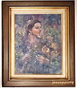 絵画 「Ceres 〜 実りの女神」 水彩/パステル 原画 人物画 F6 アンティーク ダークブラウン ゴールド アクリル仕様 額縁付き お部屋に飾る絵 Yum...