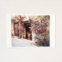 「蔓薔薇の咲くカフェ」 Yumi Kohnoura作 オリジナル・ポストカード 2023 F3 絵はがき 葉書 絵画 バラ 南仏 フランス カフェ 風景【ネコポ...