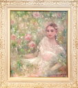 絵画 「抱擁」 油彩画 油絵 原画 人物画 F10 女神 薔薇 ポートレート お店 お部屋に飾る絵 Yumi Kohnoura 神之浦由美 ヨーロピアンインテリ...