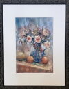 絵画 原画 「豊麗」 水彩/パステル F4 静物画 アンティークブラック 木製額付き お部屋に飾る絵 Yumi Kohnoura 神之浦由美 バラ 花の絵画 イ...