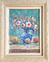 絵画 「豊麗」 油彩画 油絵 原画 静物画 バラ 花の絵画 F4 額付 お部屋に飾る絵 Yumi Kohnoura 神之浦由美 【現品限り】