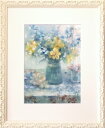 絵画 原画 「Small Gift」 水彩/パステル F4 静物画 アンティークホワイト 木製額付き お部屋に飾る絵 Yumi Kohnoura 神之浦由美 花...