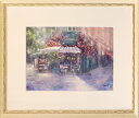 絵画 「AM7:00のカフェテラス」 水彩/パステル 原画 F4 風景画 パリ ホワイト×シルバー 額付 Yumi Kohnoura 神之浦由美 お部屋やオフィ...