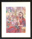 絵画 原画 「Silver girl」 水彩/パステル F6 ブラック 額付 お部屋に飾る絵 Yumi Kohnoura 神之浦由美 人物画 【現品限り】