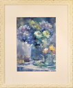 絵画 原画 「サムシングブルー」 水彩/パステル F4 静物画 アンティークホワイト 木製額付き お部屋に飾る絵 Yumi Kohnoura 神之浦由美 チュー...