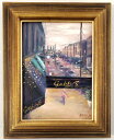 絵画 「On The Way Home」 油彩画 油絵 原画 風景画 ニューヨーク レストラン F4 アンティーク ゴールド 額付 ヨーロピアンインテリア お部...