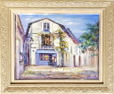 絵画 「黄花藤の咲くお店」 油彩 原画 風景画 F6 アンティーク シルバー アクリル仕様 額縁付き お部屋に飾る絵 Yumi Kohnoura 神之浦由美 油...