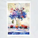「彩りの候」 Yumi Kohnoura作 オリジナル・ポストカード 油彩バージョン 絵はがき 葉書 絵画 花 紫陽花 バラ 静物画 【ネコポス対応】