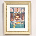 絵画 「クマ達のパティスリー」 水彩/パステル 原画 パリ 風景画 お部屋に飾る絵 アンティーク 額付 Yumi Kohnoura 神之浦由美 テディベア ケー...