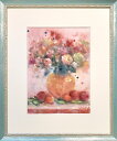 絵画 原画 「呼び醒まされて」 水彩/パステル F4 静物画 アンティークブルー 木製額付き お部屋に飾る絵 Yumi Kohnoura 神之浦由美 バラ 花の...