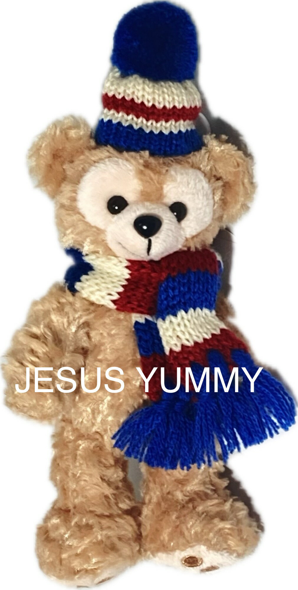 ダッフィーのぬいぐるみ 白セーターとマフラー付き ダッフィーの