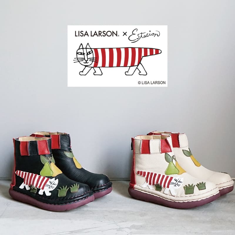 LISALARSON×Estacion　リサラーソン×エスタシオンマイキーモチーフ本革ショートブーツ　TGE675...