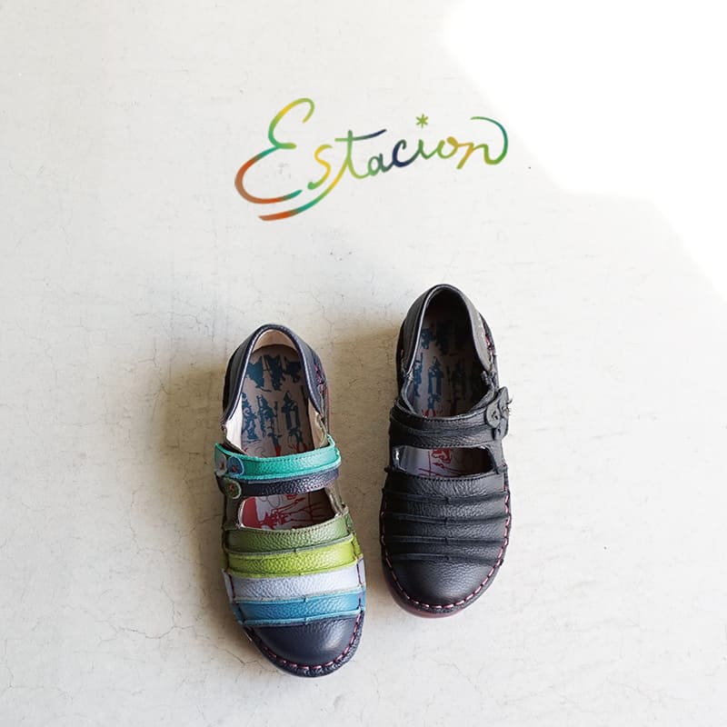 Rakuten - Estacion　エスタシオンボーダー本革ストラップシューズ　TF1820C
