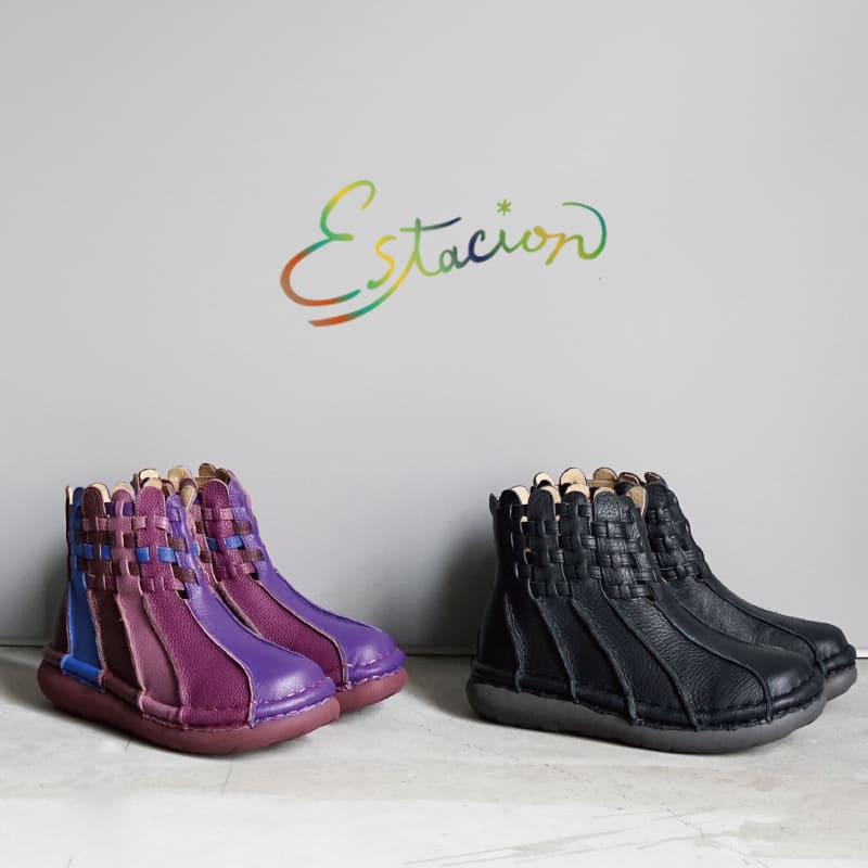 Rakuten - Estacion　エスタシオン編み込みレザーショートブーツ　TG223