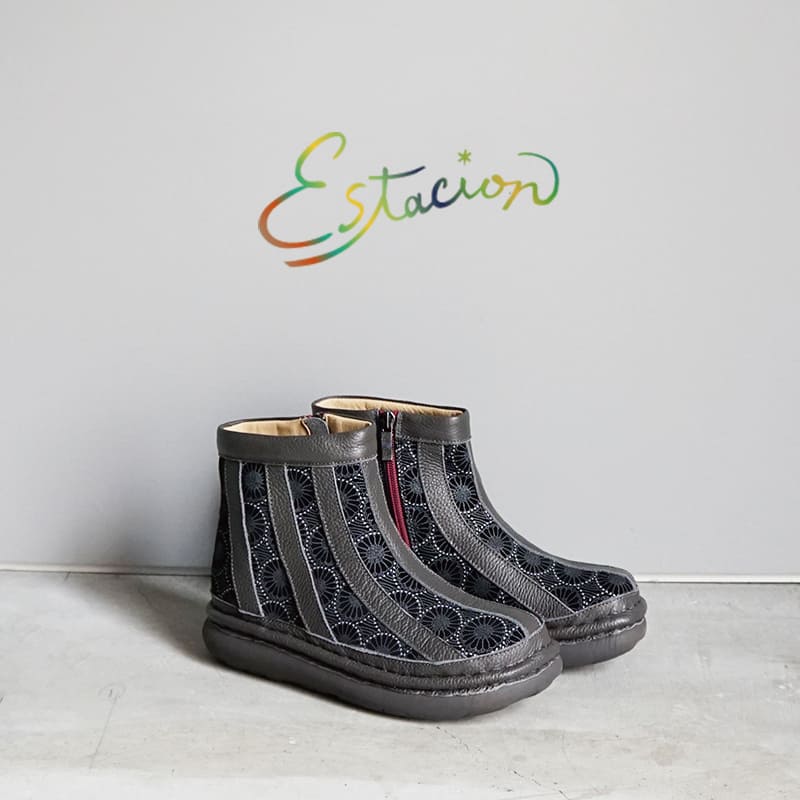 Rakuten - Estacion　エスタシオン　和柄モチーフショートブーツ　TGE523A
