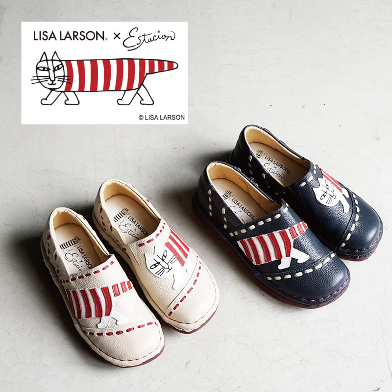 LISALARSON×Estacion リサラーソン×エスタシオンマイキーモチーフ本革スリッポンシューズ TGE678