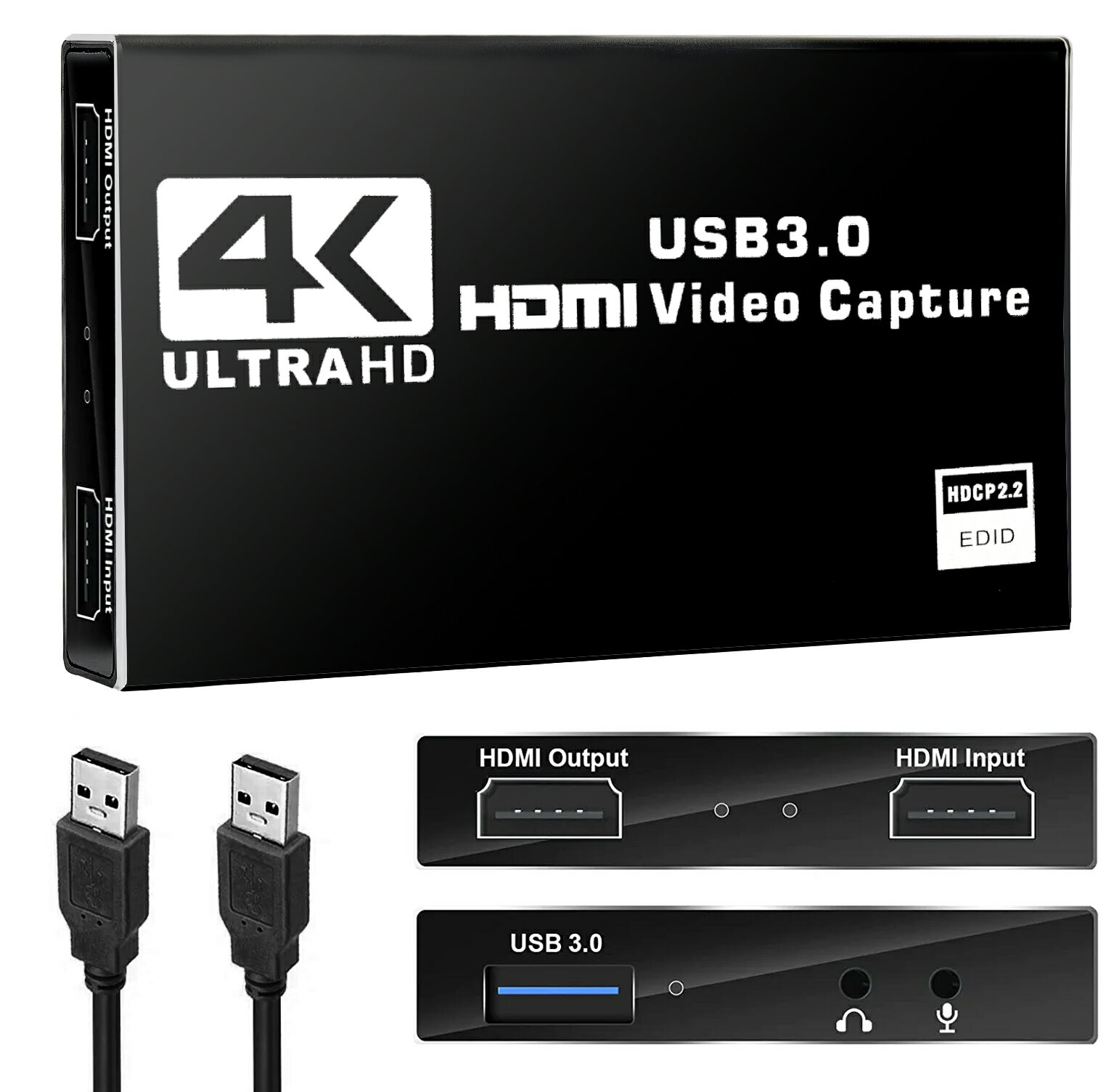 4K HDMI キャプチャーボード パススルー 60FPS USB3.0 ゲームキャプチャー 60Hz ビデオ フルHD ビデオキャプチャー 内蔵 ゲーム実況生配信 会議 ライブビデオ配信 画面共有 録画に適用 Nintend…