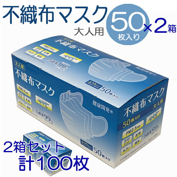 【送料無料】【100枚セット】即納 在庫あり 50枚×2セット 大人用 不織布マスク マスク 使い捨て 普通サイズ ふつうサイズ ホワイト 白 不織布 飛沫防止 花粉症対策 マスク プリーツ ますく mask レギュラーサイズ 男女兼用 防護 風邪予防 3層構造 フェイスマスク マスク