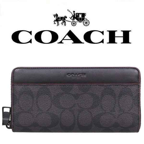 【送料無料】F25517 N3A コーチ COACH 財布 長財布 ブラック×ブラックオックスブラッドシグネチャー メンズ レディース アウトレット品