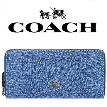 【送料無料】F67585 SV/DE コーチ COACH 財布 長財布 デニム クロスグレーン レザー ジップ レディース アウトレット品