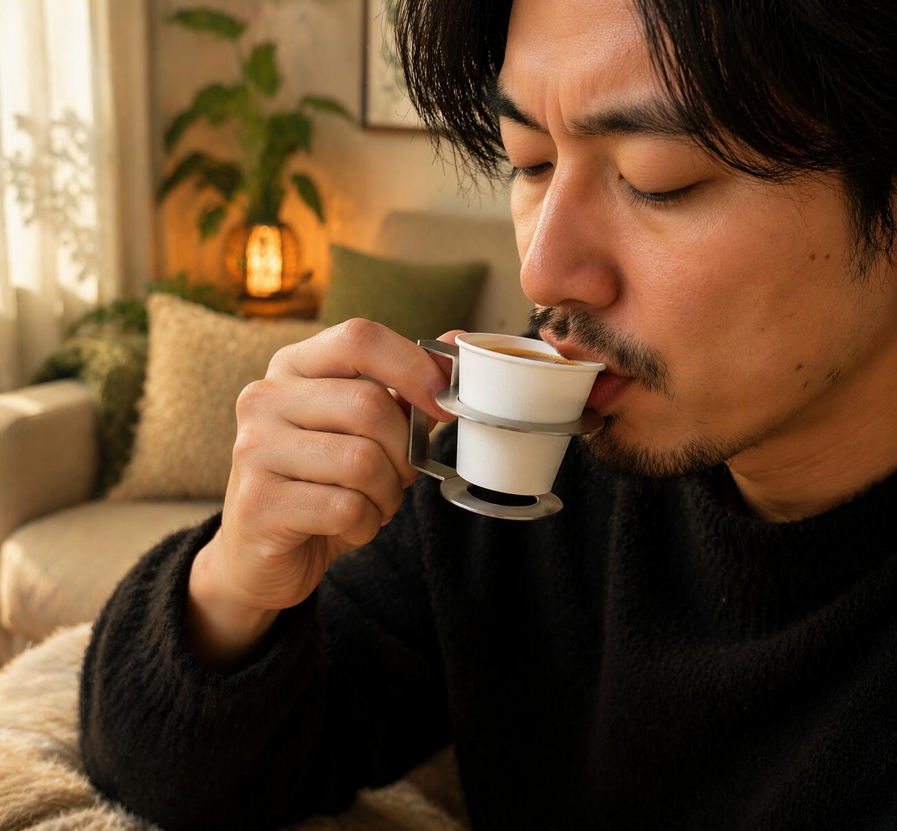 紙コップホルダー　ステンレスコップホルダー 【3オンス用100ml相当】1個売り　ペーパーカップホルダー　お誕生日会 　 パーティー　アウトドア　キャンプ　持ちやすいコップホルダー　倒れにくいコップホルダー　ギフト　プレゼント jetjet-10000004 インテリア雑貨工房 Jetjet サンプル画像3