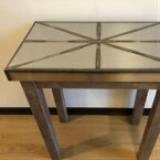 ステンレステーブル　アルゴンアートユニオンジャックデザインテーブル　アンティーク調家具　アンティーク調テーブル　ヴィンテージ風テーブル　【完全受注生産の為、20日程度納期を要します】　間口500mm　奥行300mm　高さ700mm