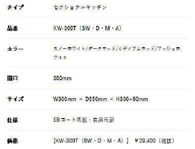 正規代理店　アイオ産業 KWシリーズ　調理台　品番KW300T　貸家　アパート　マンシ...