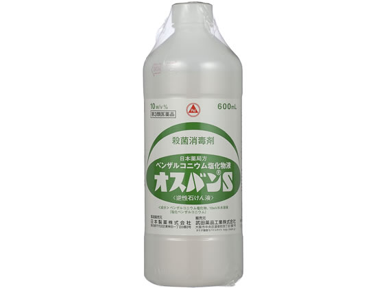 数量限定お一人様20個まで。【仕様】【リスク区分】第3類医薬品 【使用期限】使用期限まで5ヶ月以上あるものをお送りします。医薬品販売に関する記載事項（必須記載事項）は こちら【発売元、製造元、輸入元又は販売元】製造販売元：アリナミン製薬株式会社住所：〒541-0045　大阪市中央区道修町四丁目1番1号【商品区分・生産国】第3類医薬品・日本製【広告文責】フォーレスト株式会社0120-40-4016鈴木　ちはる（登録販売者）【効能・効果】1．手指の殺菌消毒2．創傷面の殺菌消毒●内容量：600ml【検索用キーワード】アリナミン製薬　武田薬品工業　タケダ　たけだ　おすばんs　オスバンエス　殺菌消毒剤　殺菌　消毒　液体　1本　600ミリリットル　第三類医薬品　医薬品　お薬　おくすり　ドラッグ　手指　創傷面　日本薬局方4987123116046　X01027日本薬局方ベンザルコニウム塩化物液＜逆性石けん液＞