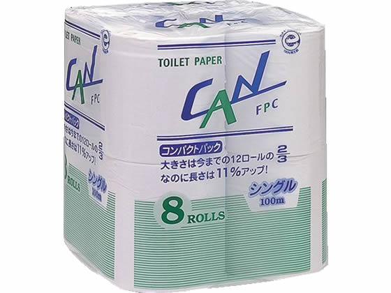 トイレットペーパー CAN 100mシングル 8ロール 業務用パック トイレットペーパー 紙製品