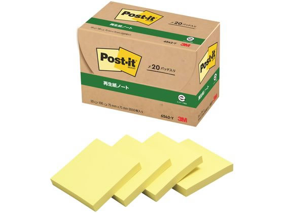3M ポスト・イット 経費削減パワーパック イエロー 20冊 6542-Y 大型 正方形タイプ ノートタイプふせん インデックス メモ ノート
