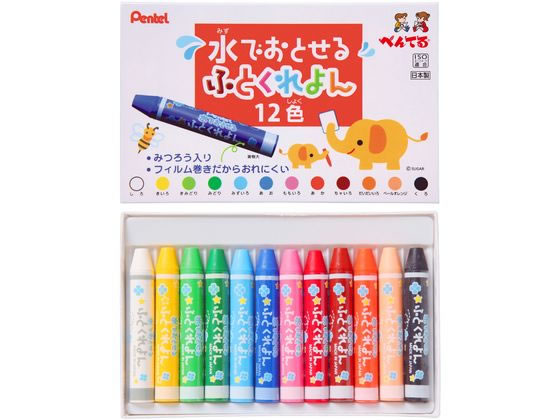 ぺんてる 水でおとせるふとくれよん 12色 GWM1-12のサムネイル