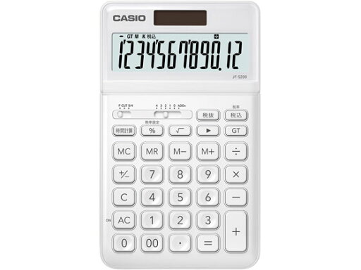 カシオ ジャストタイプ電卓12桁 ホワイト JF-S200-WE-N 可愛い カシオ ジャストタイプ電卓12桁 ホワイト JF-S200-WE-N 可愛い