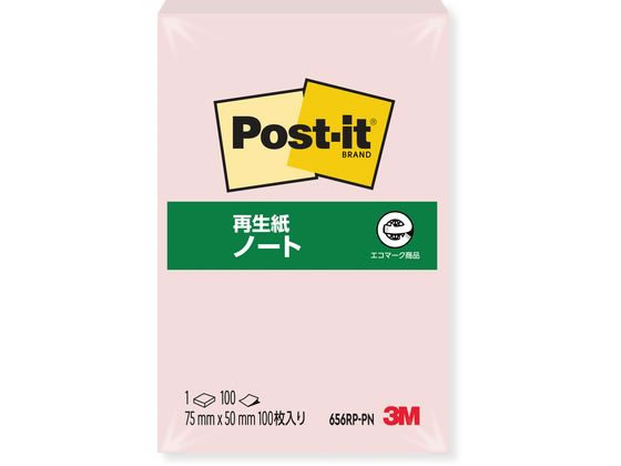 3M ポスト・イット 再生紙ノート ピンク 656RP-PN 大型 長方形タイプ ノートタイプふせん インデックス メモ ノート...