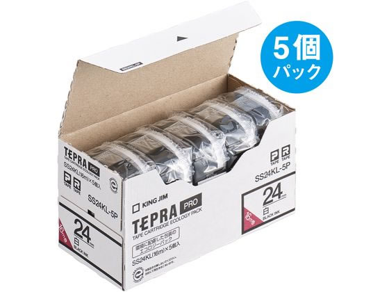 【仕様】●テプラPRO用●ラベル色：白●文字色：黒●テープ長さ：16m（ロングタイプ）●テープ幅：24mm●注文単位：1箱（5個）※裏紙をはがす際は、中央のスリットからはがしてください。●グリーン購入法適合●GPNエコ商品ねっと掲載【検索用キーワード】キングジム　KINGJIM　きんぐじむ　有　幅24mm　幅24ミリメートル　長さ16m　長さ16メートル　長さ160cm　長さ160センチメートル　ラベルプリンター　TEPRA　ラベルライターテープ　テプラ　テープ　テプラテープ　テプラカートリッジ　テプラPROテープ　PROテープカートリッジ　テプラプロ　テプラシール　KINGJIM　SS24KL−5P　SS24KL5P　事務機器・店舗機器　テプラ・ネームランド　キングジム「テプラ」　テープ（白）　幅広ラベル　背見出し　X27181オフィスで大活躍！ポピュラーな白ラベル。