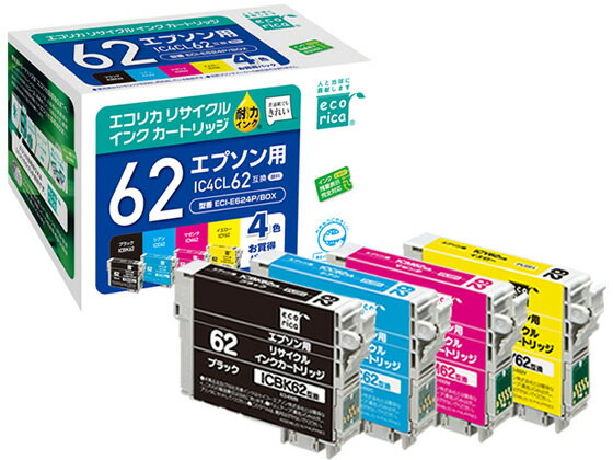エコリカ エプソン用リサイクルインクカートリッジIC4CL62 エプソン EPSONマルチパック エコリカ リサイクルインクカートリッジ トナー