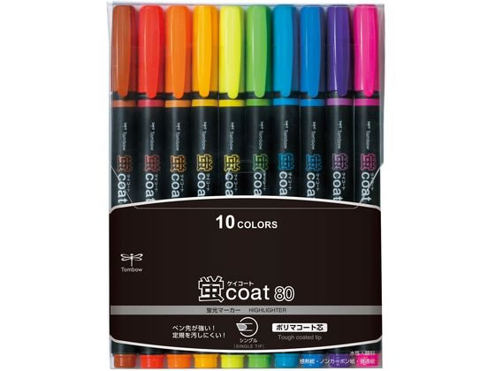 トンボ鉛筆 蛍コート80 10色セット WA-SC10C 多色セット 蛍光ペン シングル
