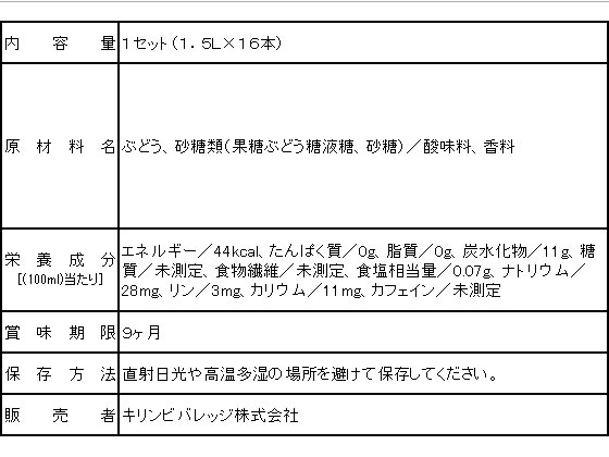 JET PRICEのキリン 小岩井 純水ぶどう 1.5L×16本 ペットボトル 果実飲料 ジュース 飲料｜アングル2