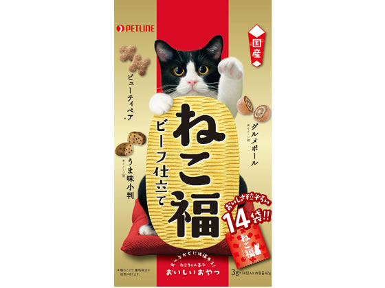 楽天JET PRICE【お取り寄せ】ペットライン ねこ福 ビーフ仕立て 42g おやつ 猫 ペット キャット